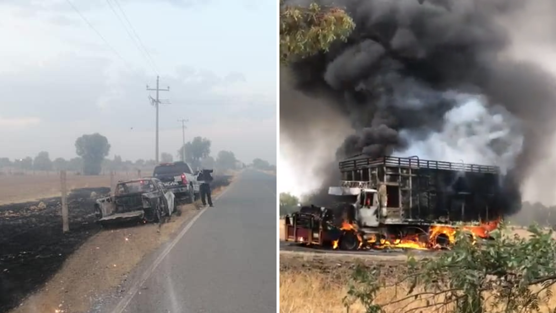 Operativo de seguridad provocó narcobloqueos en Zacatecas; más de 10 vehículos fueron incendiados