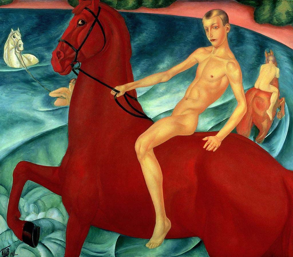 “Bañar al caballo rojo”, de Kuzmá Petrov-Vodkin 
