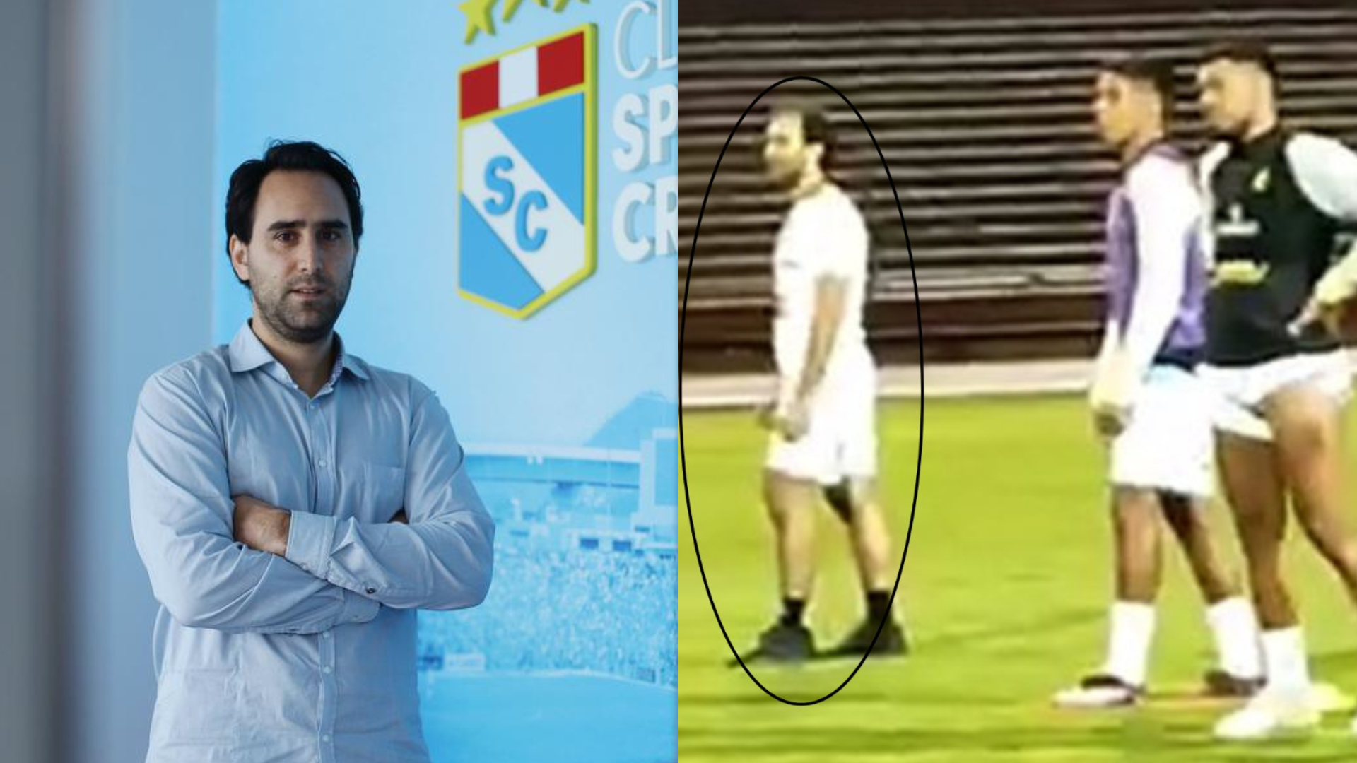 Joel Raffo fue captado entrenando con jugadores de Sporting Cristal tras duelo con Sport Huancayo. (Deporte Directo TV)