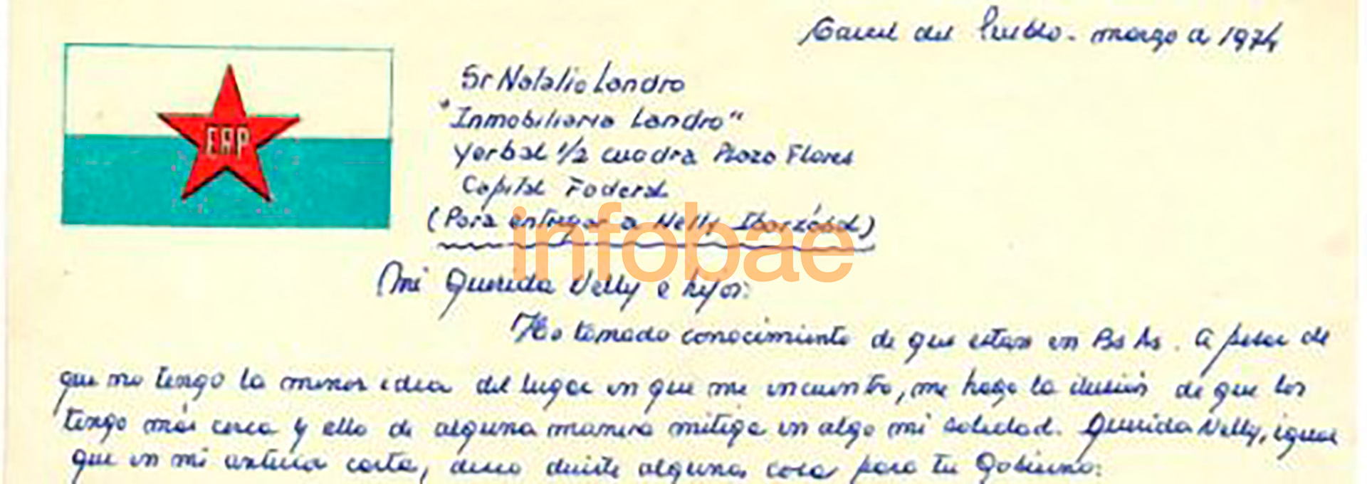 Encabezado de una de las cartas de Ibarzábal desde la prisión