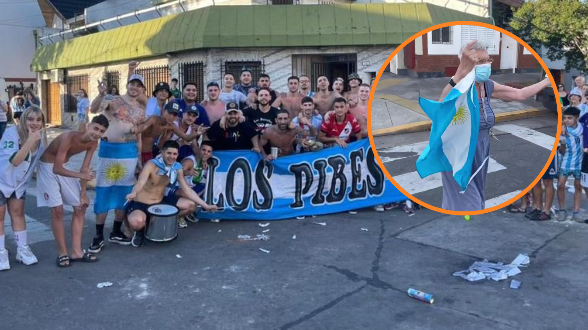 Una abuela se sumó al festejo de un grupo de amigos en Liniers y el video se viralizó (TikTok: @octaruggero)