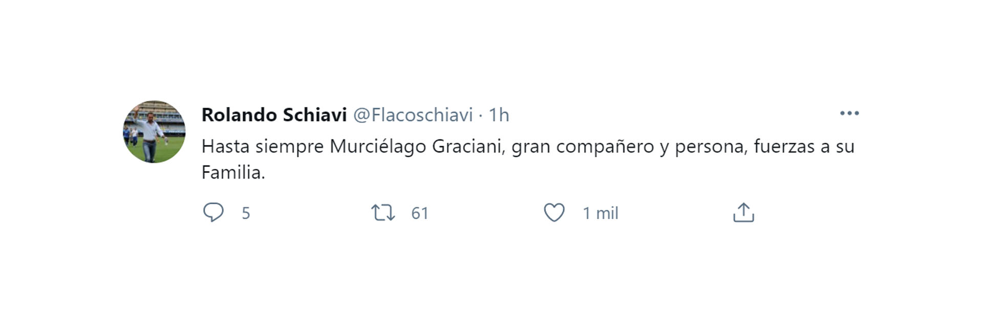 El Flaco también publicó unas palabras para el ex delantero