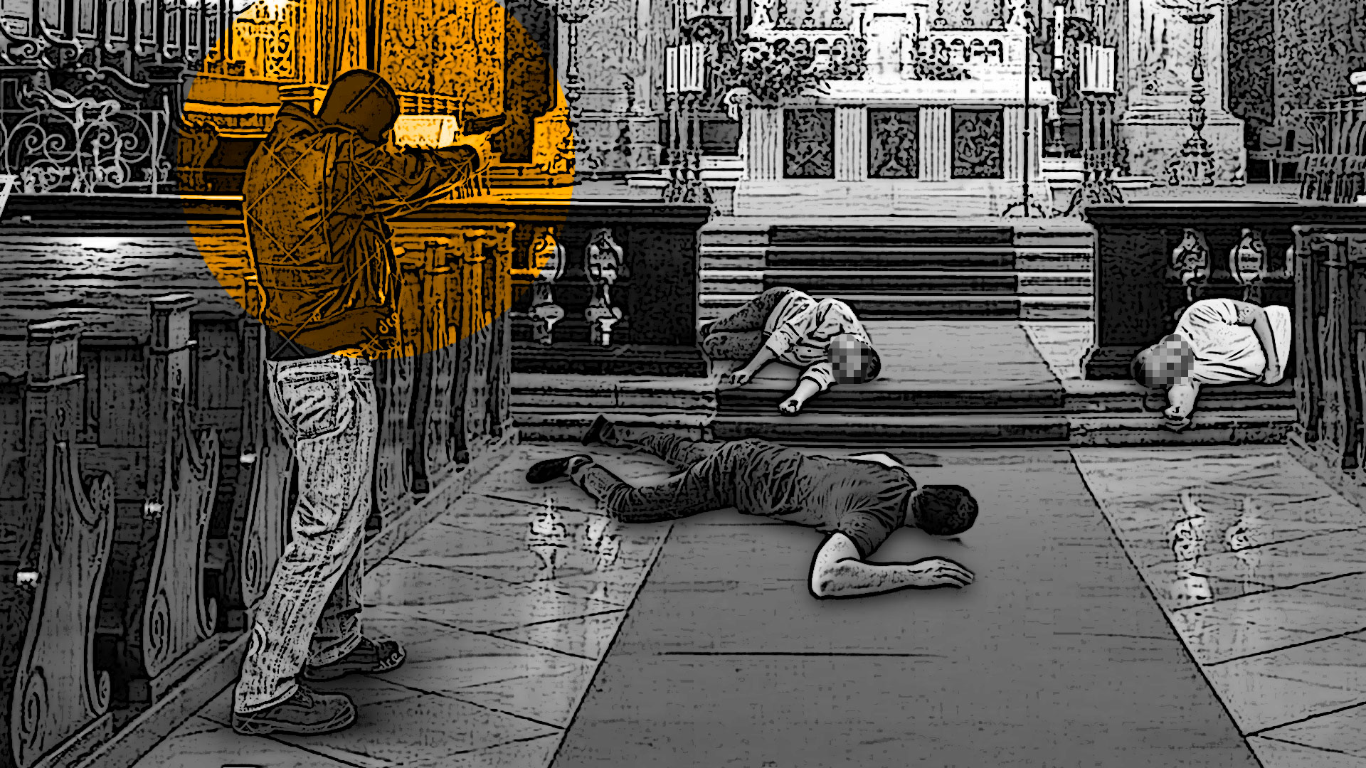 Recreación del asesinato de los jesuitas (Foto: Infobae)