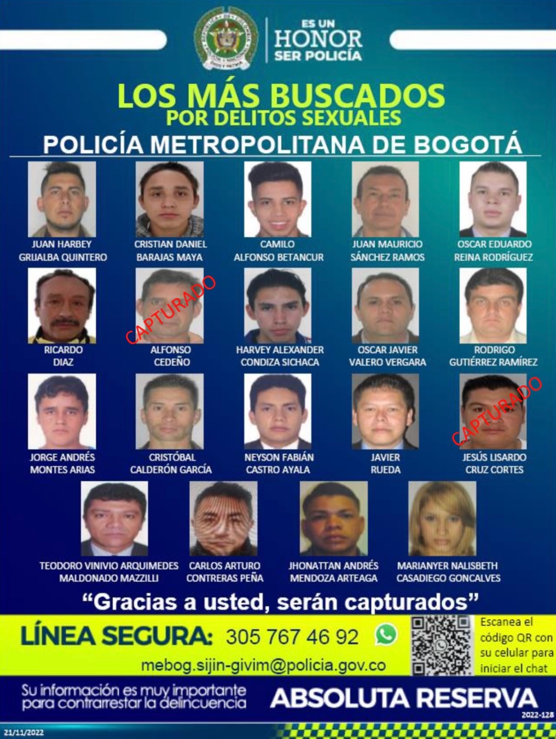 La Policía Metropolitana detalló las personas más buscadas en tema de delitos sexuales. 
Cortesía: Secretaría de Seguridad.