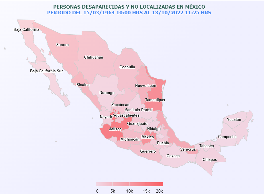 Mapa de desaparecidos en México
(Foto: captura de pantalla/Segob)