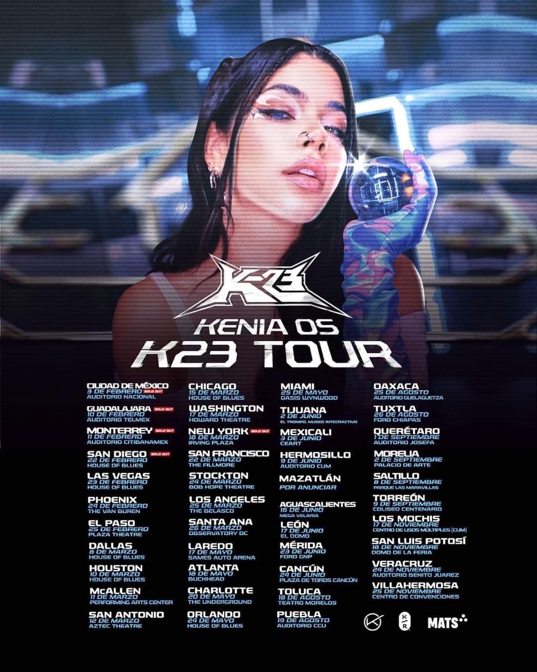 El tour se divide en 23 conciertos en México y 20 en Estados Unidos (Instagram/@keniaos)