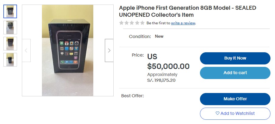 iPhone de primera generación está a la venta en eBay (Captura)