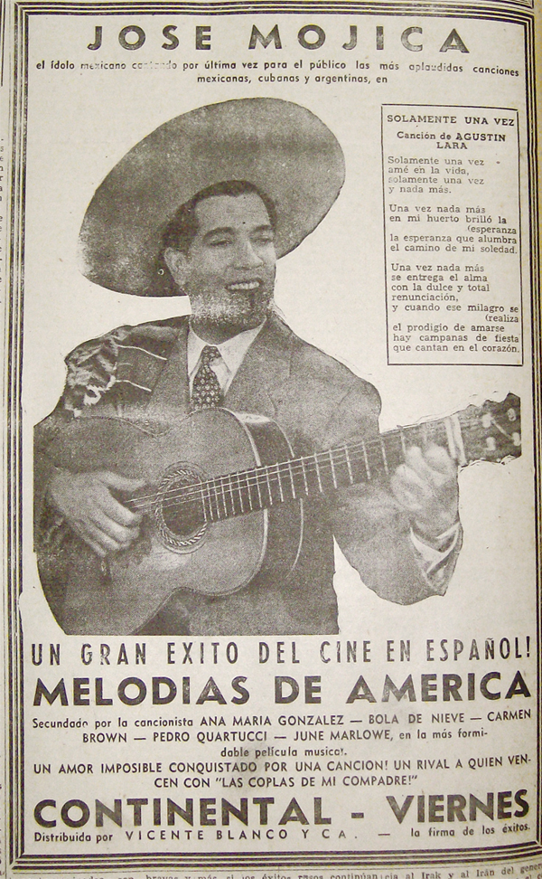Póster de Melodías de América en la revista La Esfera de 1942 (Foto: Hemeroteca de la Música Popular en Venezuela)