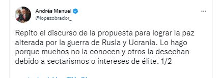 López Obrador defendió su estrategia para pacificar el conflicto Rusia-Ucrania. (Captura: Twitter)