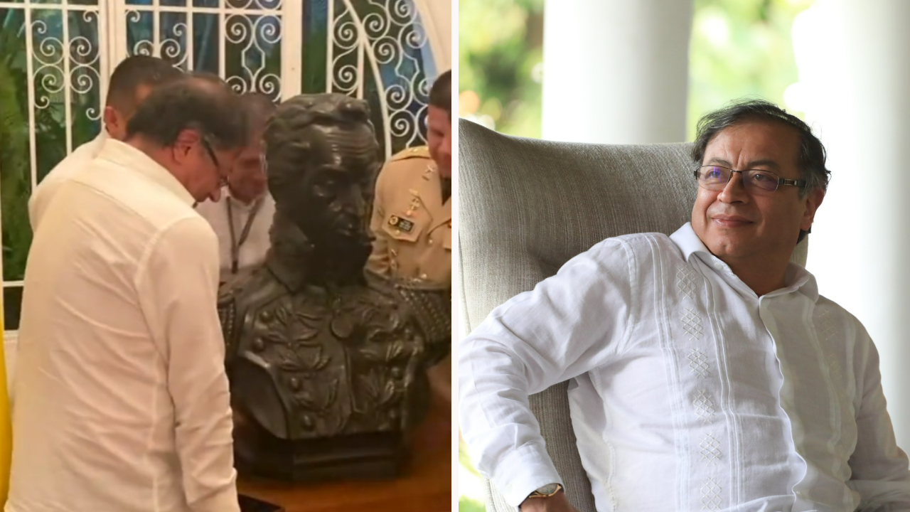 Gustavo Petro volvió de Venezuela con un busto gigante de Simón Bolívar