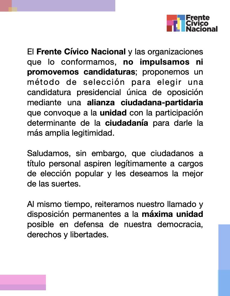 El Frente Cívico Nacional sacó un comunicado tras anunciar su destape Gustavo Hoyos (Twitter/@FCN_mx)
