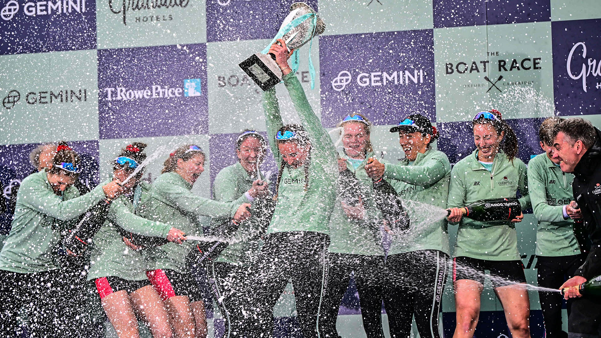 Pure happiness for the Cambridge women's rowing team. They won first and then the men.
