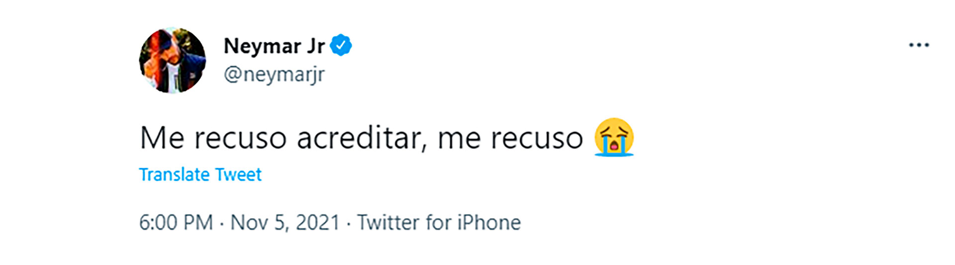 Neymar expresó su dolor a través de su cuenta de Twitter