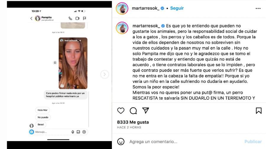 El polémico posteo de Mar Tarrés exponiendo una conversación privada que tuvo con Pampita (Instagram)