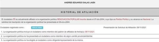 Andrés Salas Jaén, militante de Renovación Popular, es nuevo viceministro en el Ministerio de Defensa.