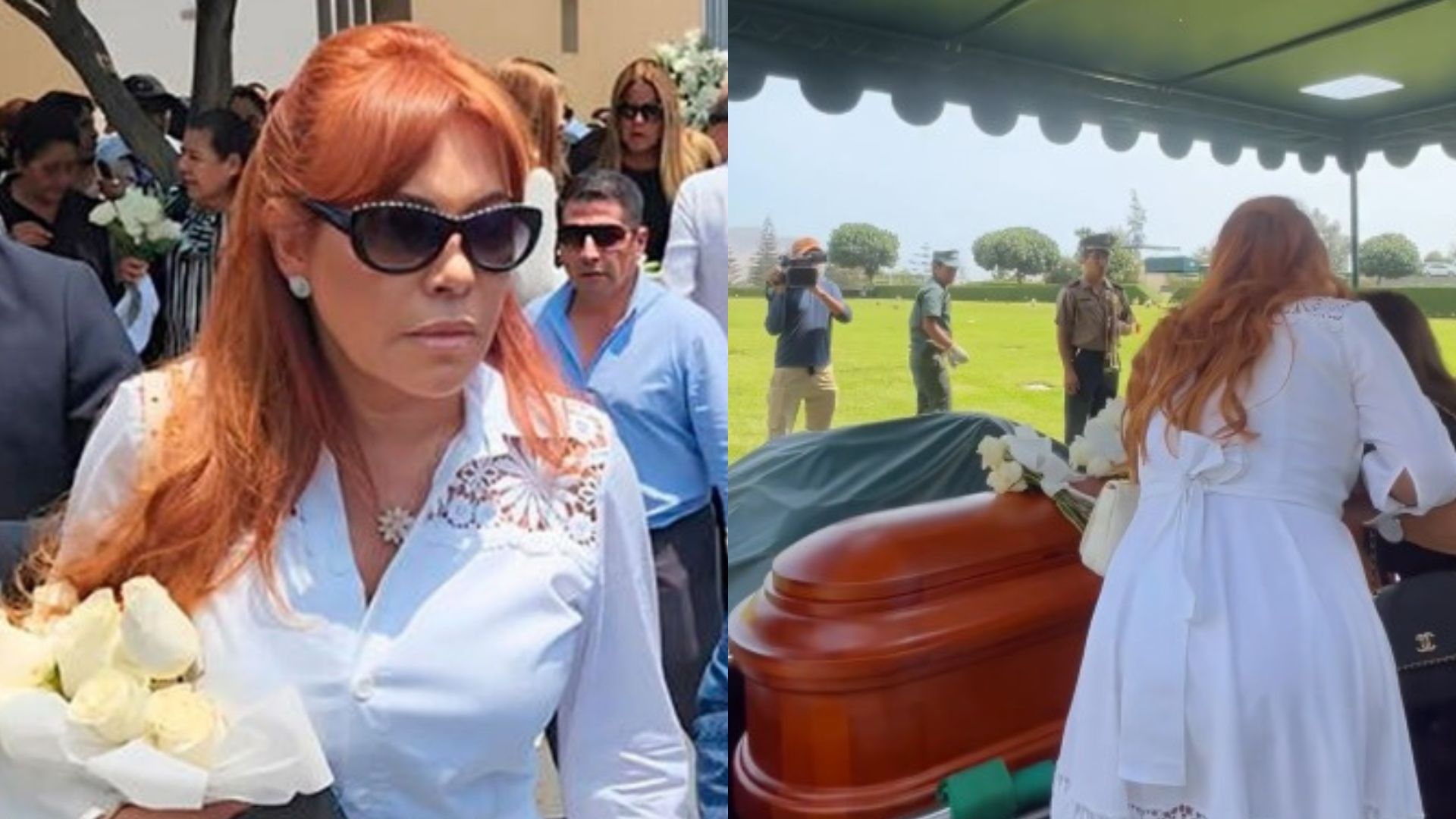 Magaly Medina enterró a su padre Luis Medina en medio de lágrimas y en compañía de su madre