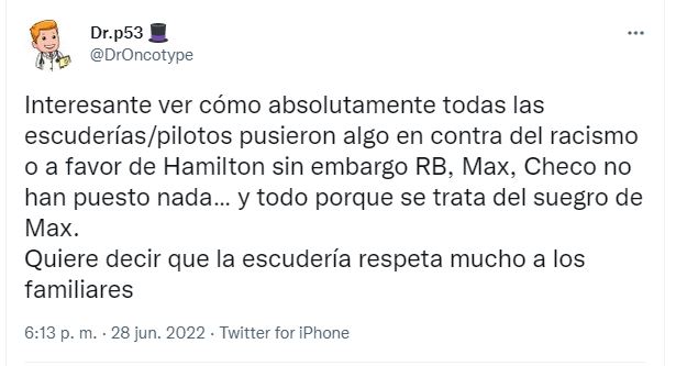 Tundieron a Checo Pérez y Red Bull por no expresarse tras insulto racista a Lewis Hamilton (Foto: Twitter/)