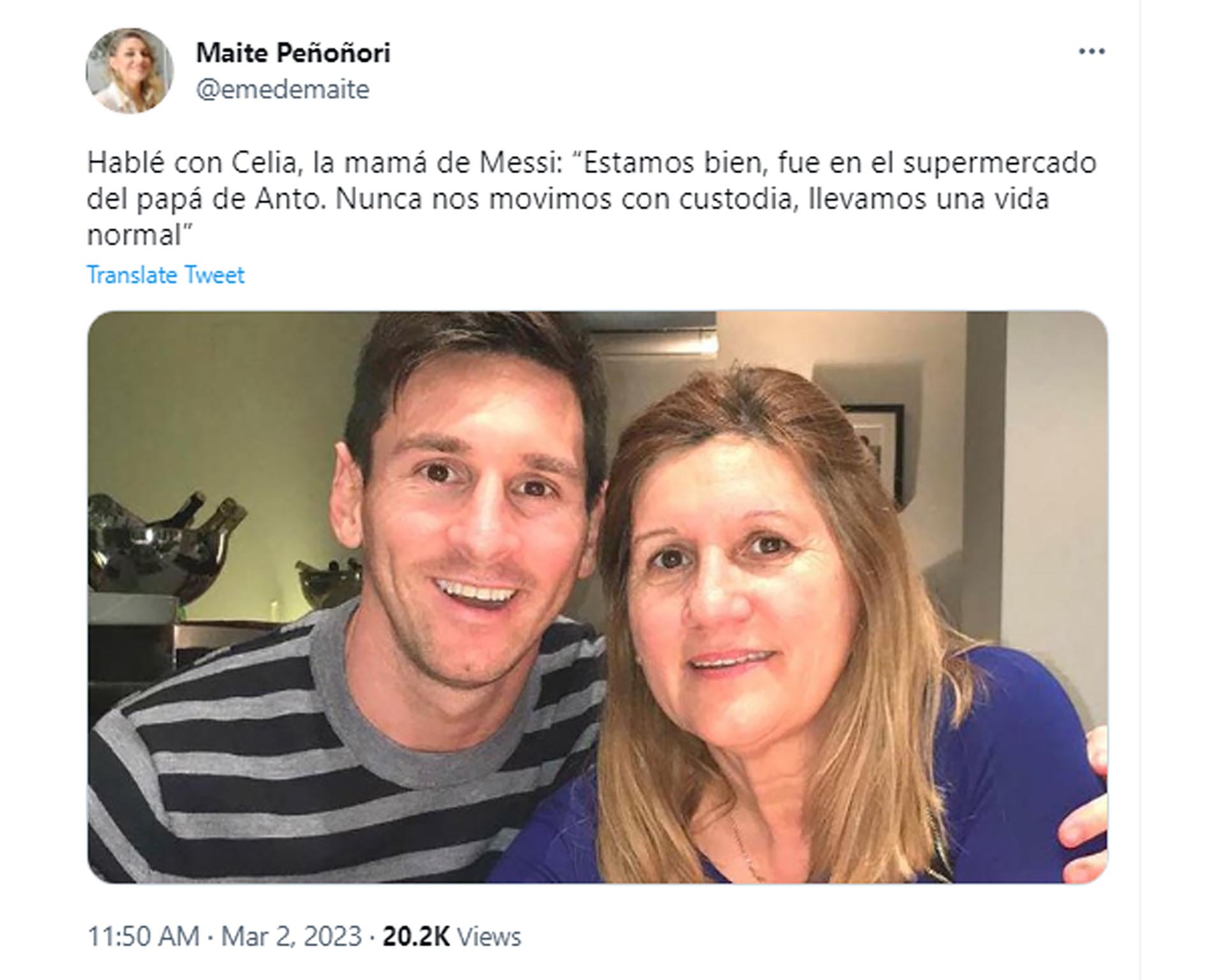 El posteo de la periodista sobre la charla con la madre de Messi