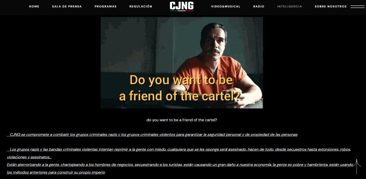 El CJNG invitaba a sus lectores a contactar al grupo delictivo 
(Foto: captura de pantalla/Infobae)