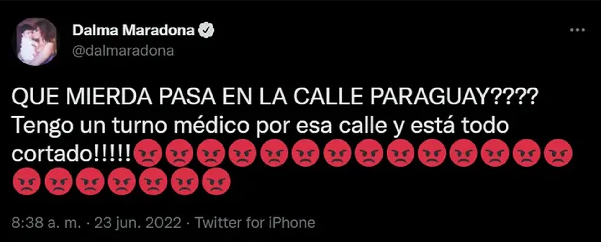 The tweet that Dalma Maradona deleted (Photo: Twitter)