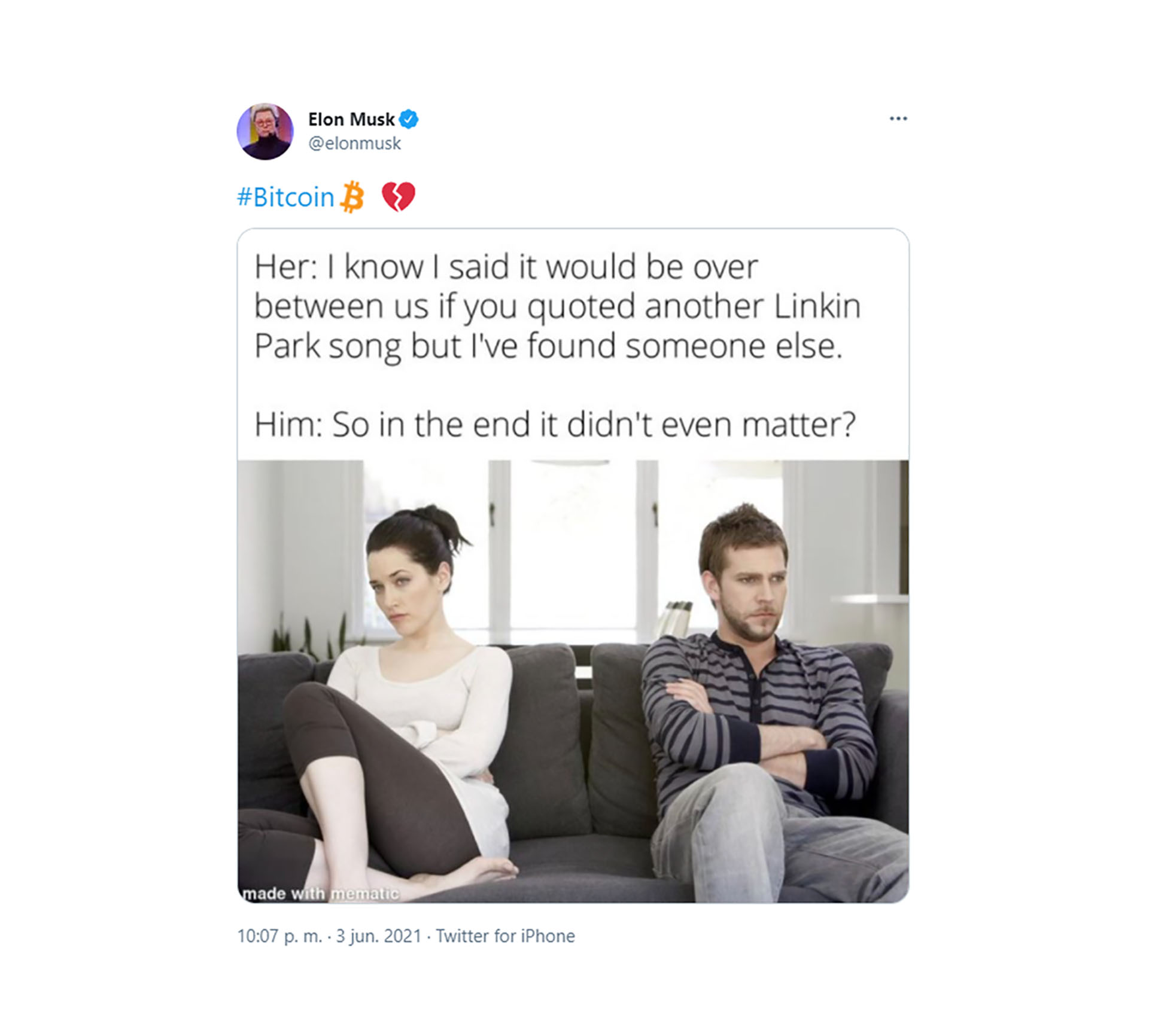 Elon Musk lo hizo de nuevo: se burló de Bitcoin con un meme y disparó un  nuevo derrumbe de la criptomoneda - Infobae