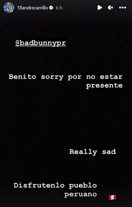 El lamento de André Carrillo al no poder ir al concierto de Bad Bunny.