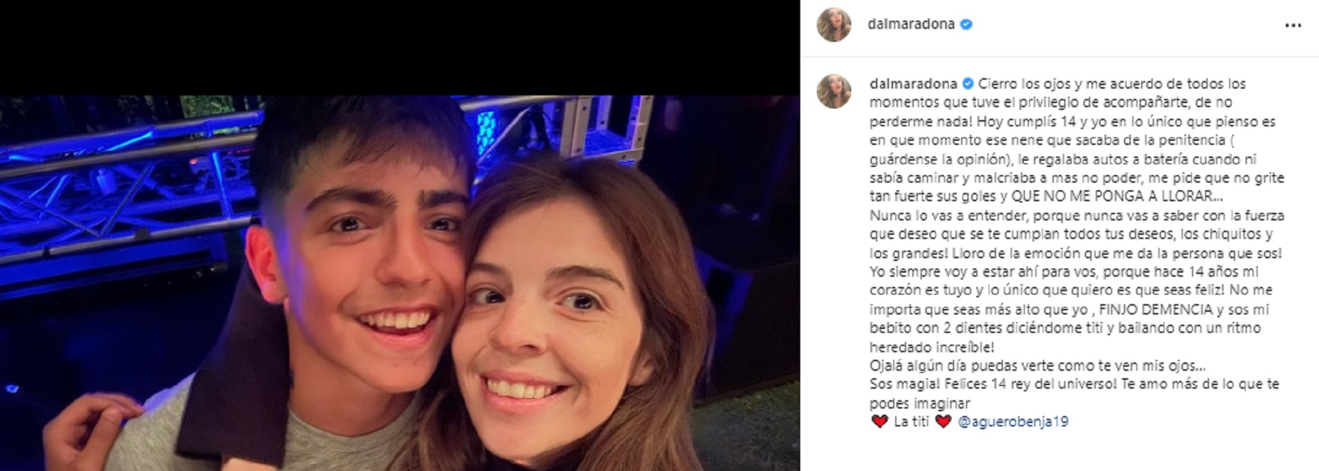 La publicación de Dalma Maradona