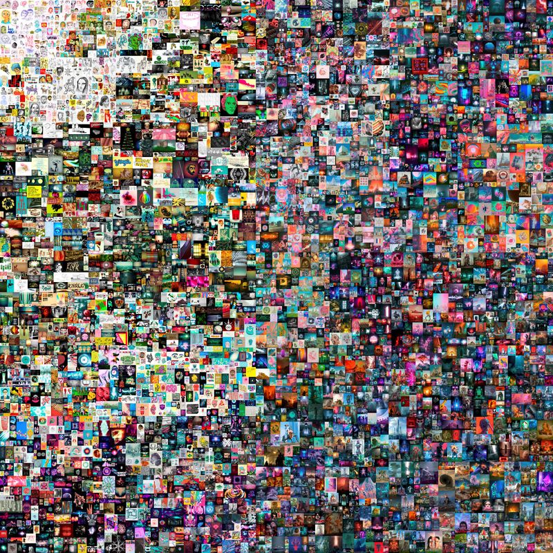 Imagen del collage digital "Everydays: the first 5000 days" del artista Beeple, subastado en Christie's.
