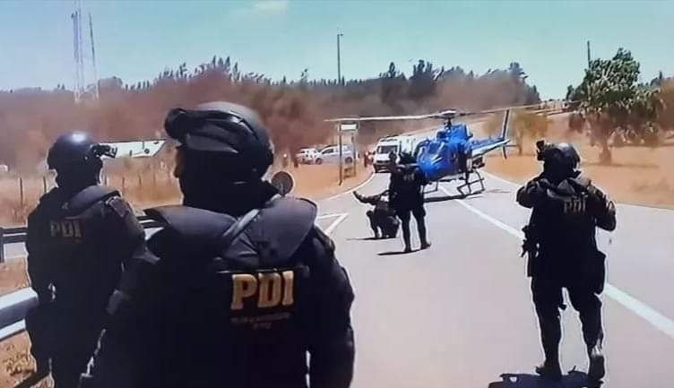 La policía patrullando la zona de la Araucanía chilena