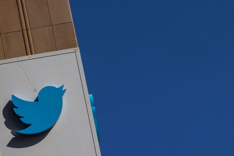 The Twitter logo is seen outside the company's headquarters in San Francisco, California (REUTERS/Carlos Barria/File)