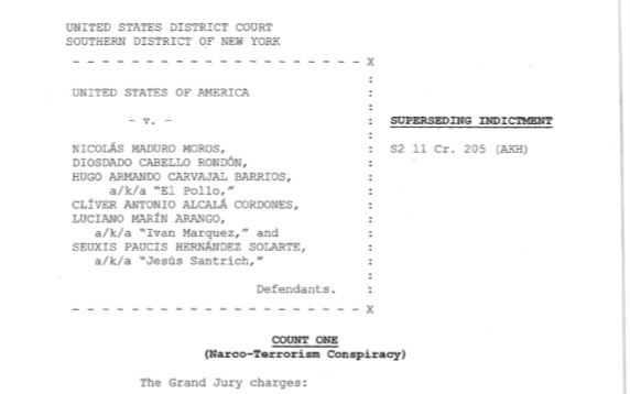 Documento de imputación de cargos a Iván Márquez y Jesús Santrich. (Department of Justice)