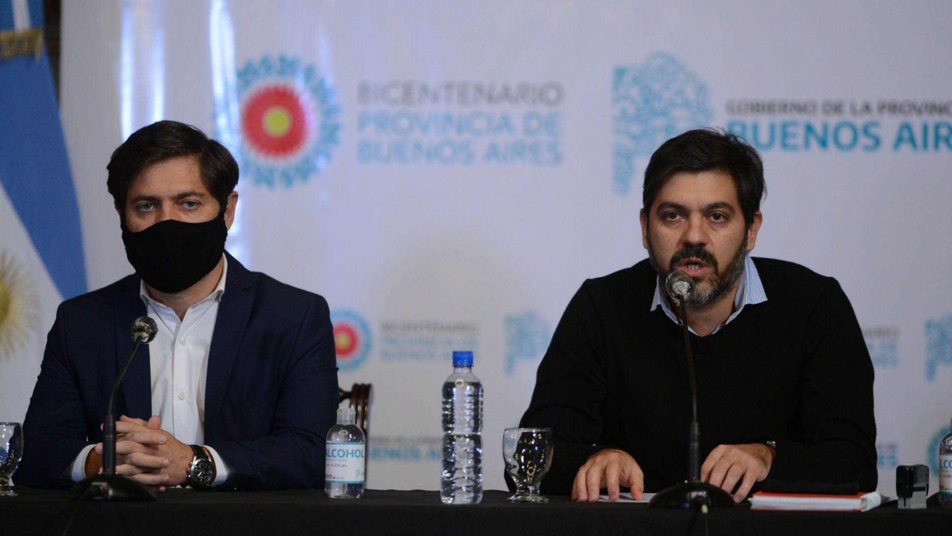 El gobernador Axel Kicillof y el jefe de Gabinete bonaerense, Carlos Bianco (Aglaplata)
