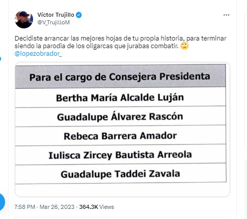 Víctor Trujillo acusó a AMLO de convertirse en lo mismo que el neoliberalismo. (Twitter)