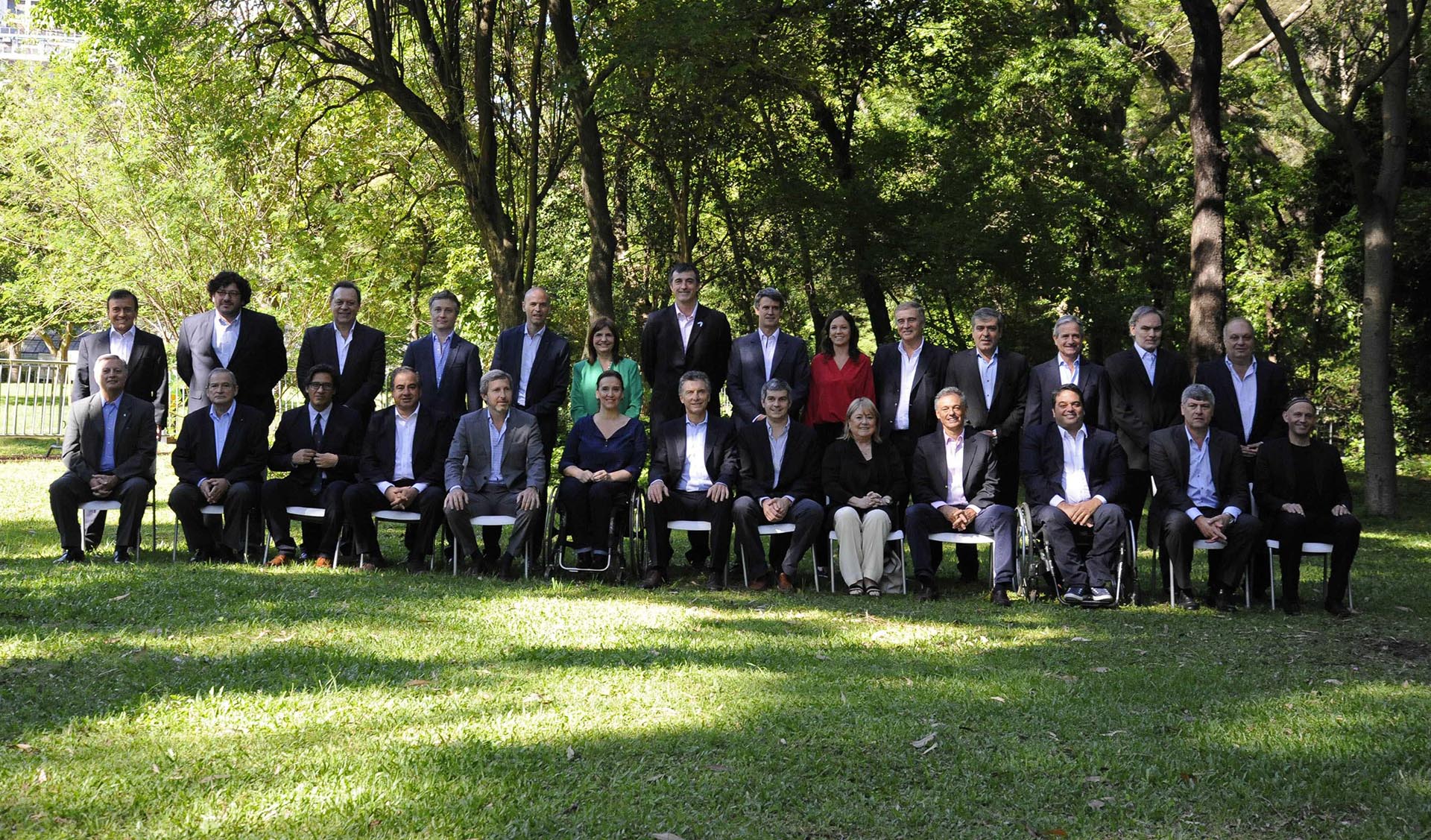 Macri cuando presentó su gabinete de 23 ministerios en el Jardín Botánico y pronunció su frase sobre "el mejor equipo de los últimos 50 años"