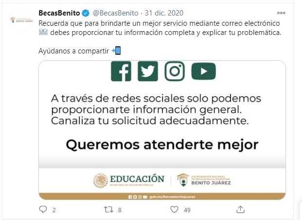 Información dudas Beca Benito Juárez 