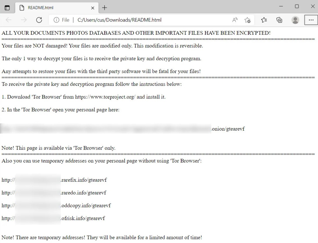 Los cibercriminales incluyen un documento con instrucciones para abonar el rescate (Bleeping Computer)