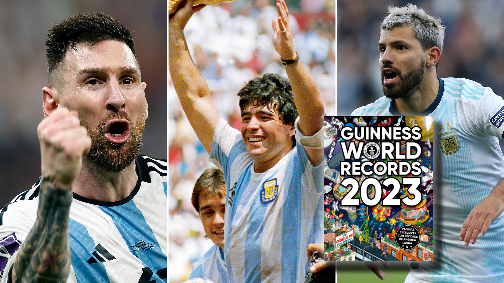Messi, Maradona y Agüero, tres de los máximos futbolistas argentinos entraron al libro Guinness.