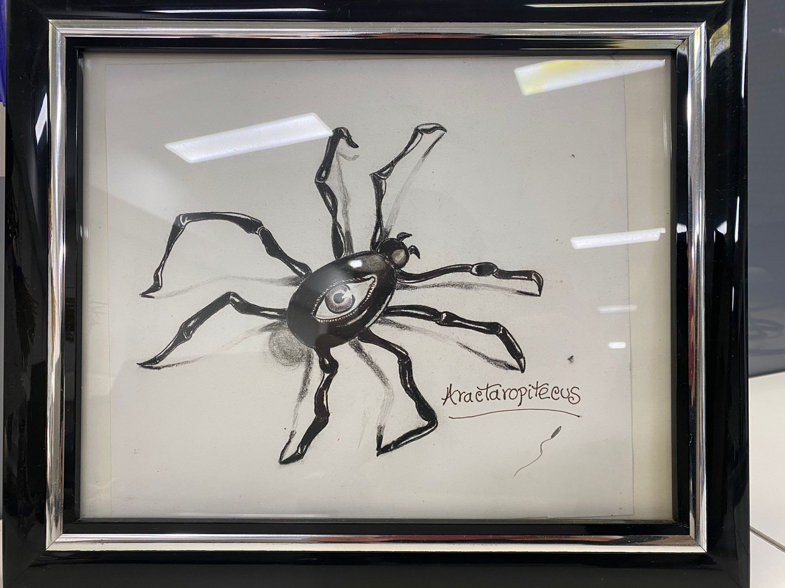 A spider painted in a real painting