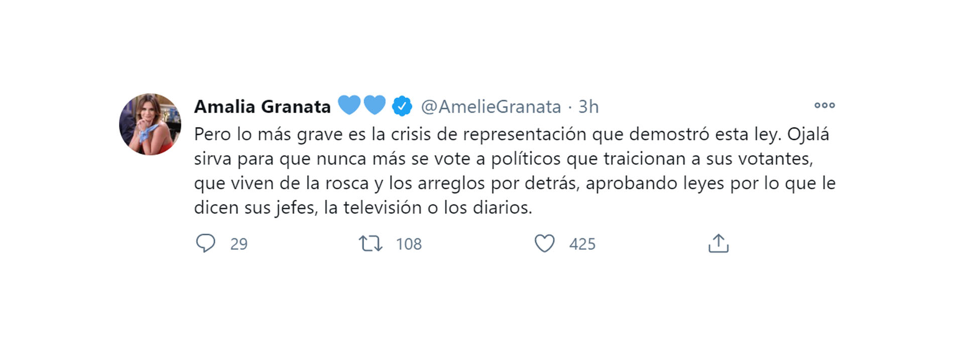 El descargo de Amalia Granata tras la legalización del aborto