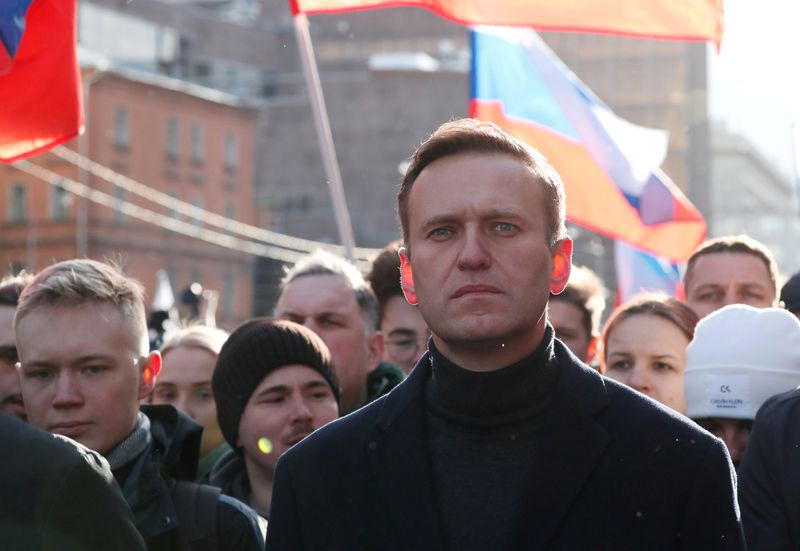 Imagen de archivo de Alexei Navalny durante la marcha por el quinto aniversario del asesinato del opositor Boris Nemtsov, en Moscú, Rusia. 29 de febrero de 2020. REUTERS/Shamil Zhumatov/Archivo