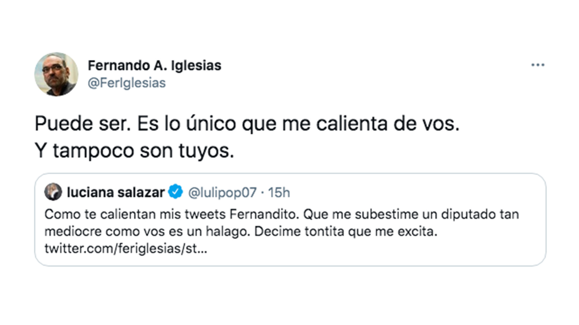Tremendo cruce tuitero entre Luciana Salazar y Fernando Iglesias: “Decime  tontita que me excita” - Infobae