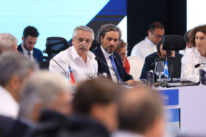 El presidente de Argentina, Alberto Fernández, habla en la XXVIII Cumbre Iberoamericana de Jefes de Estado y de Gobierno