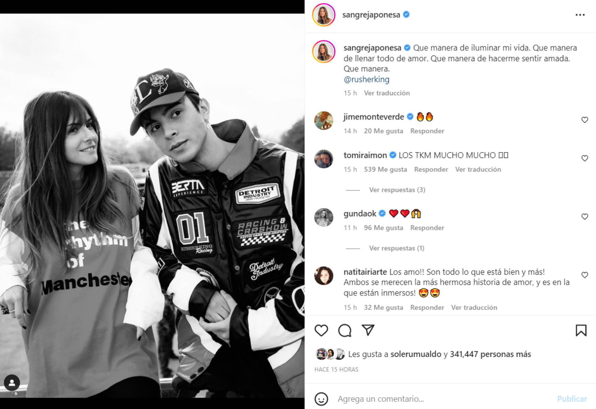 El posteo de La China Suárez dedicado a Rusherking (Foto: Instagram)