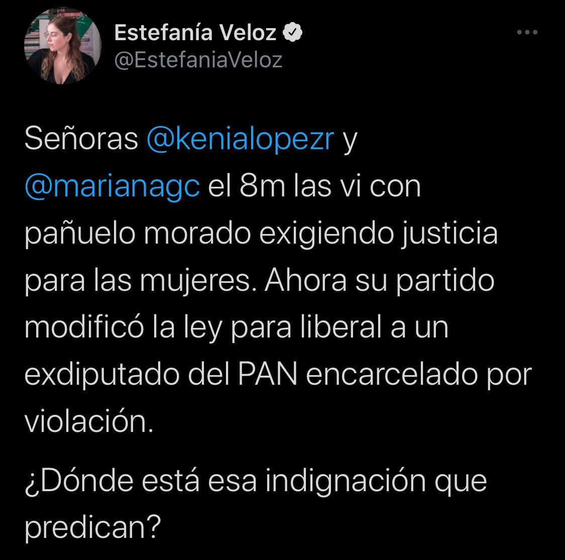 Estefanía Veloz señaló que las legisladoras estuvieron pidiendo justicia en el 8M (Fotos: Twitter/@EstefaniaVeloz)