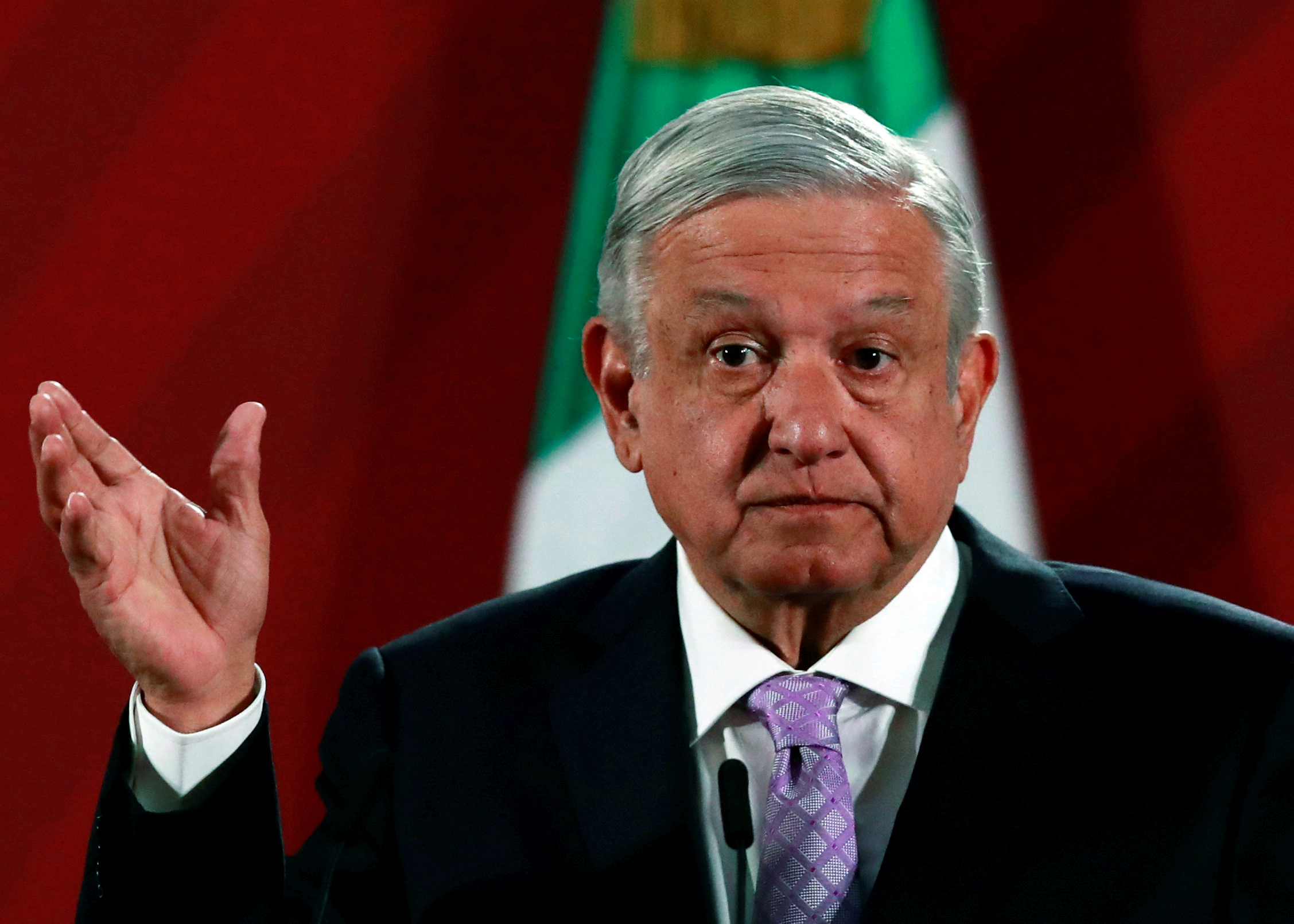 FILE PHOTO: Mexico's President Andres Manuel Lopez Obrador attends a news conference at the National Palace in Mexico City, Mexico February 18, 2020. REUTERS/Henry Romero/File Photo