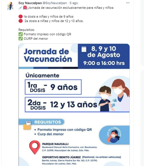 Seguirá vacunación Covid-19 en Edomex para niños de 9 años y segundas dosis  a menores de 12 y 13 años - Infobae