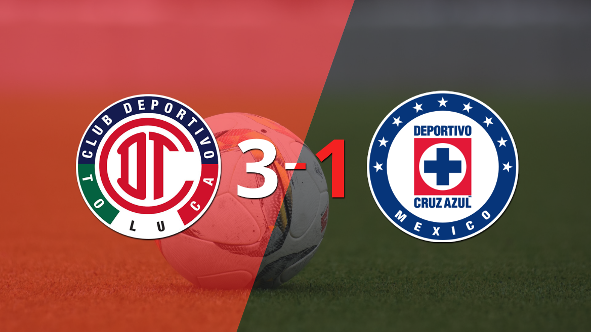 Toluca FC gana 3-1 a Cruz Azul con doblete de Maximiliano Araujo