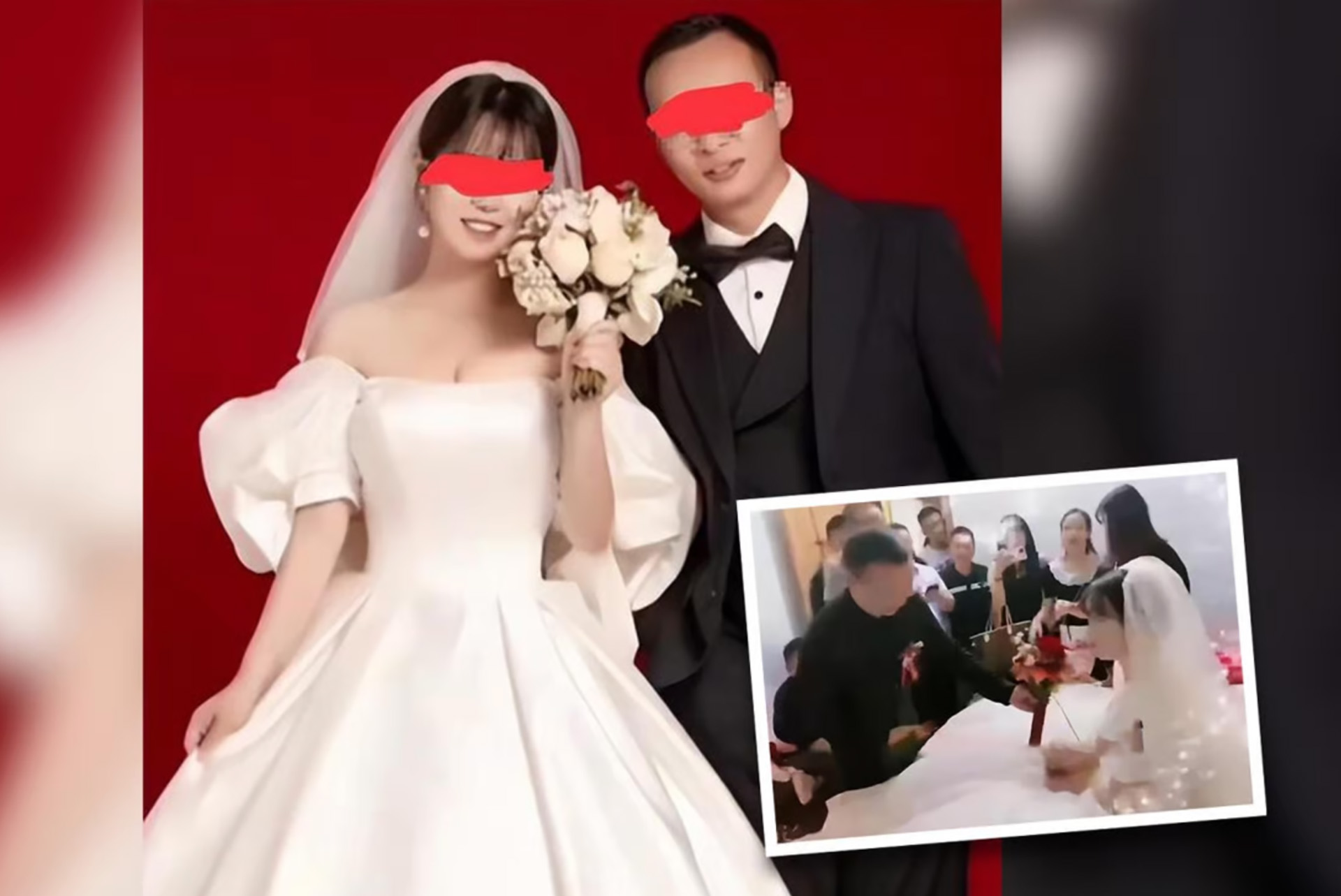 La foto de la bodas de una mujer que el día antes de su matrimonio, le fue infiel a su esposo vistiendo su vestido de novia