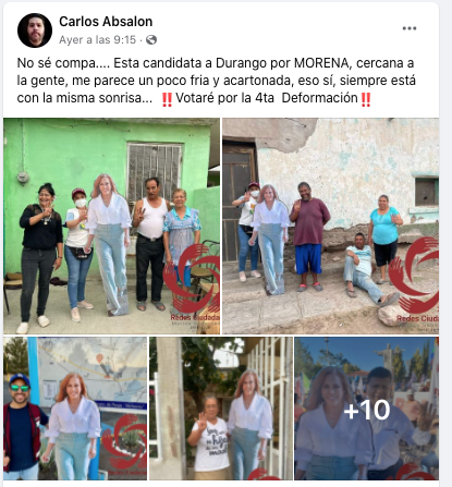 Usuarios en redes sociales criticaron a la morenista Marina Vitela, candidata de Durango, por enviar imagen de cartón (Foto: Twitter)