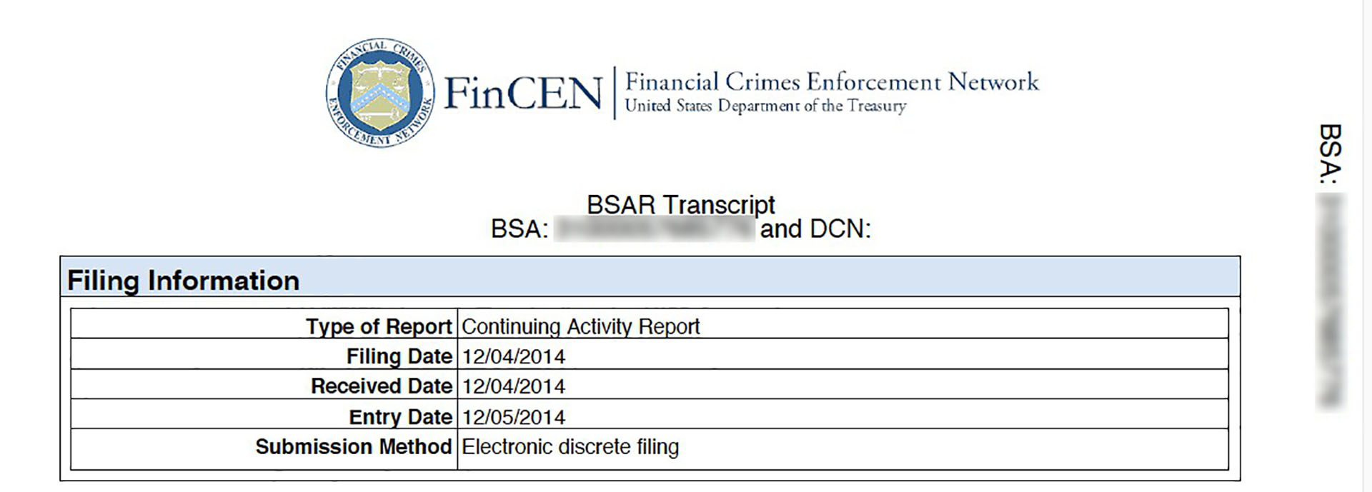Primera hoja de un SAR emitido por la FinCEN. La filtración abarcó más de 2.100 de estos documentos secretos.